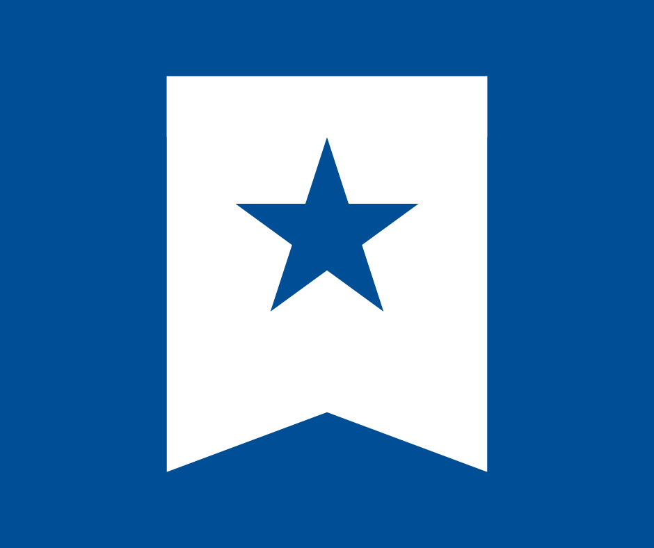 blue background with a blue star on a white flag shape