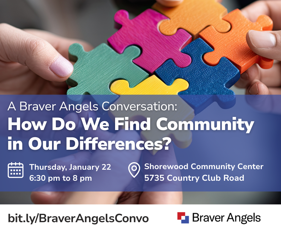 text reads how do we find community in our differences along with other details of event