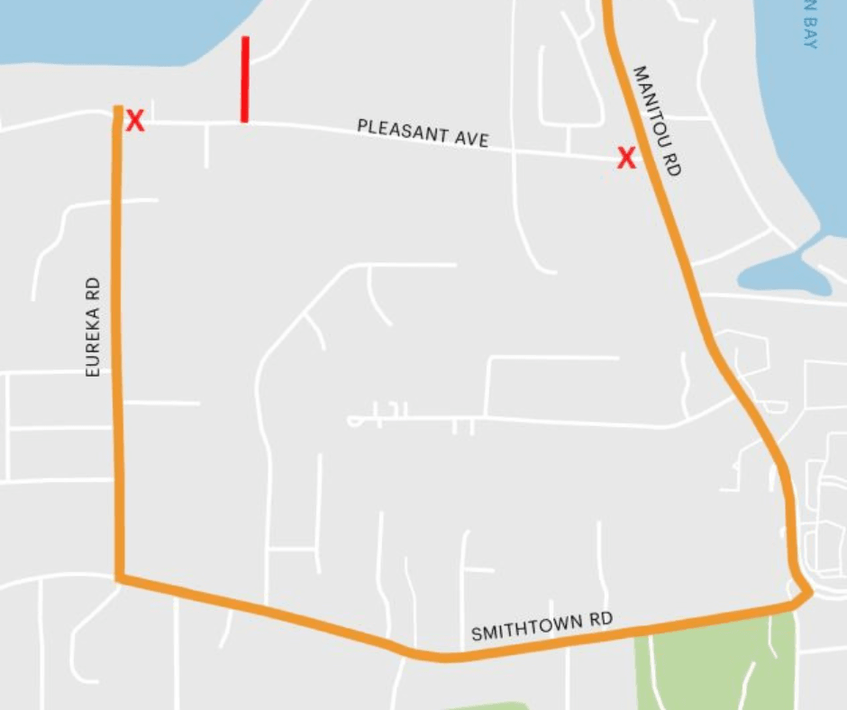 map of tonka bay road closures beginning on July 8