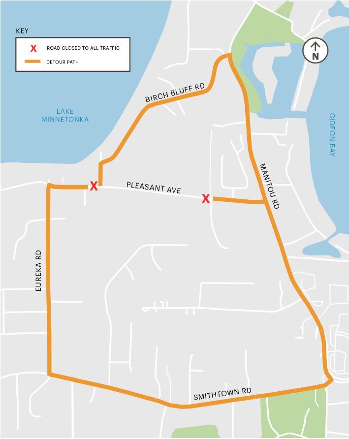 map of detour route along smithtown road